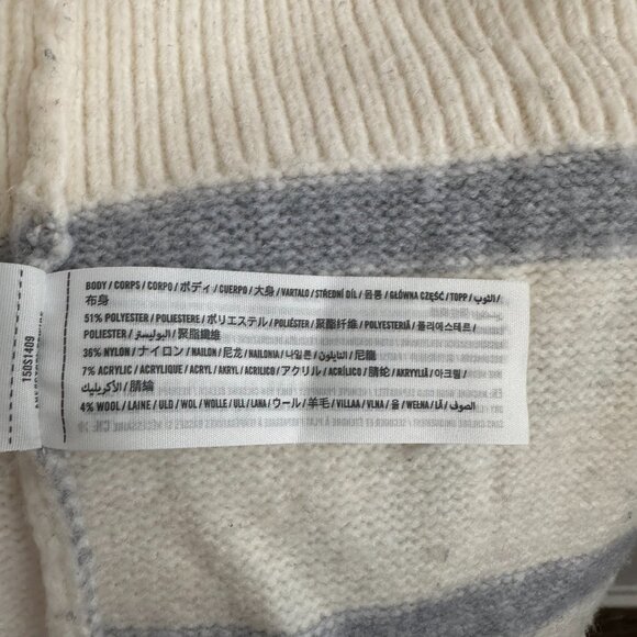 Abercrombie & Fitch Cream Striped Crewneck Sweater Size Small - Picture 7 of 7